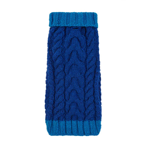 Wilmot indigo blue cable designer dog jumper