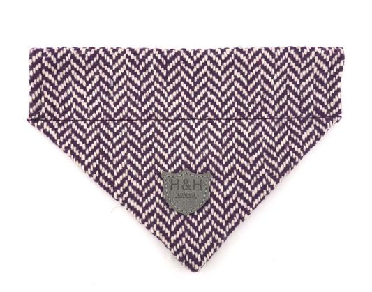 Purple Herringbone Tweed Dog Bandana