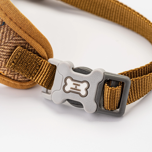 CARAMEL CHECKED HERRINGBONE DOG HARNESS