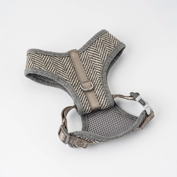 HUGO & HUDSON LIGHT GREY HERRINGBONE DOG HARNESS